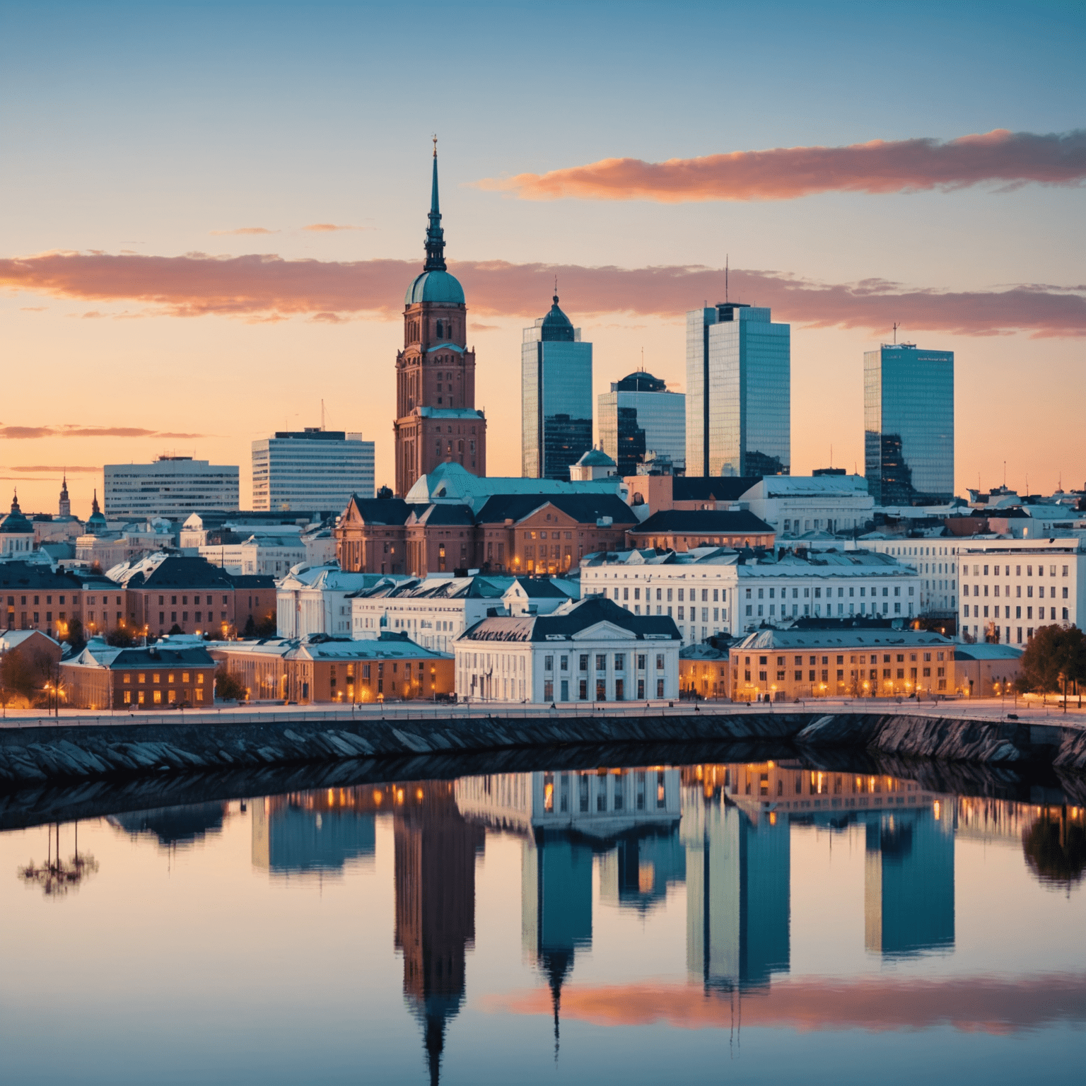 Helsinki skyline with modern office buildings, representing the thriving Finnish startup ecosystem