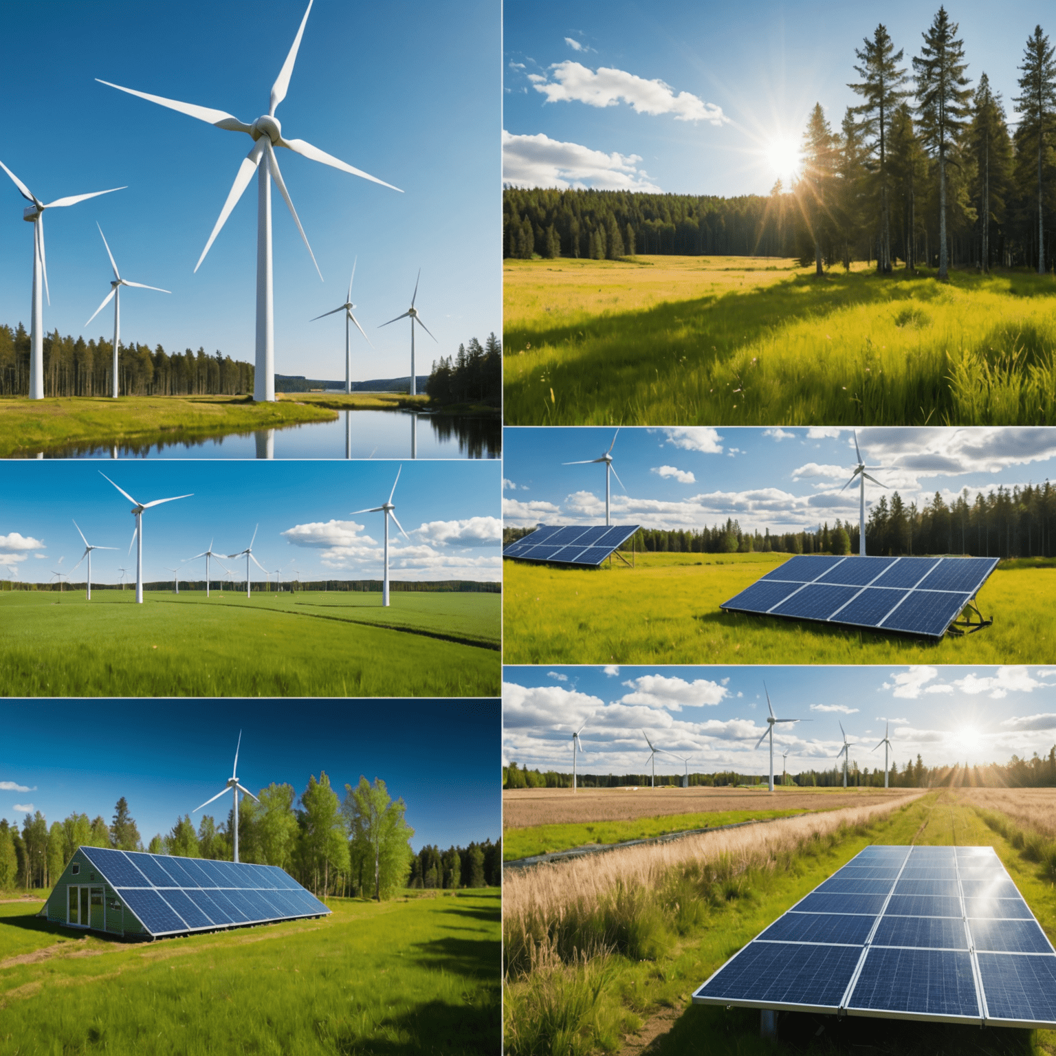 Montage of Finnish green technology innovations and sustainable energy projects